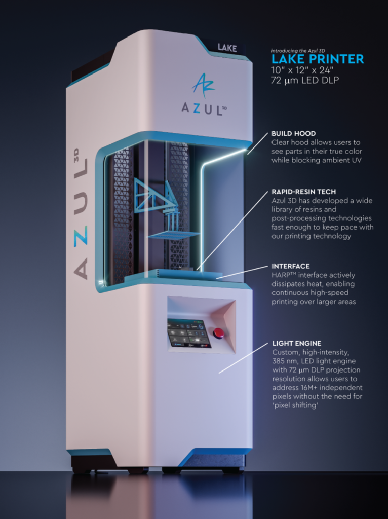 3d 打印机 azul 3d lake。蓝色 3d 拍摄。