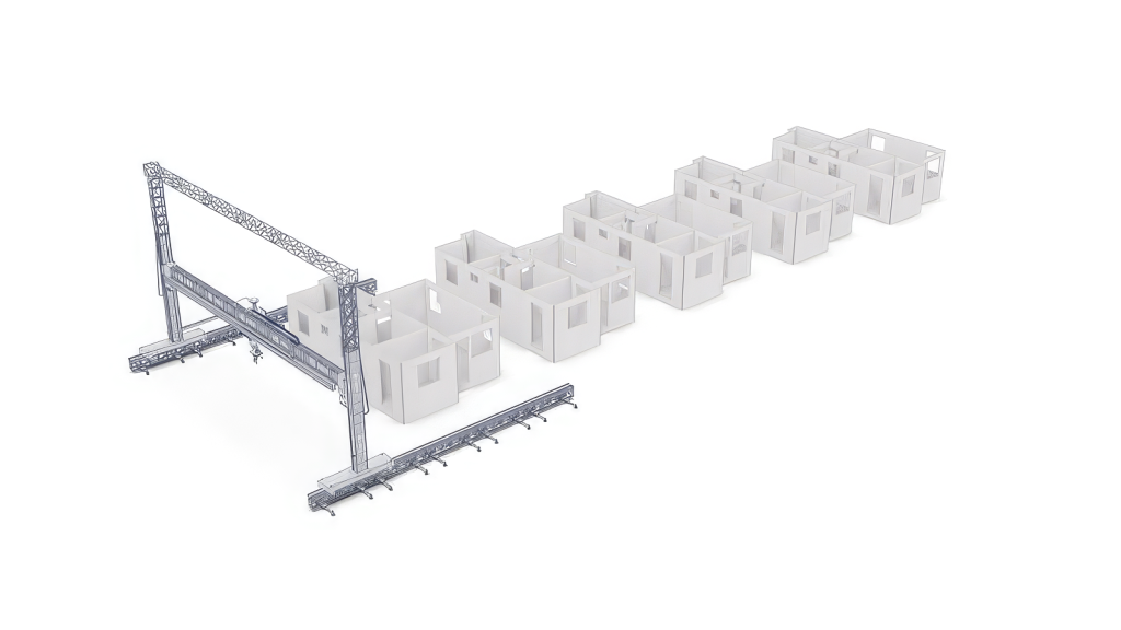 Cobod bod3 建筑 3d 打印机的 y 轴装配系统渲染图。图片来自 cobod international。