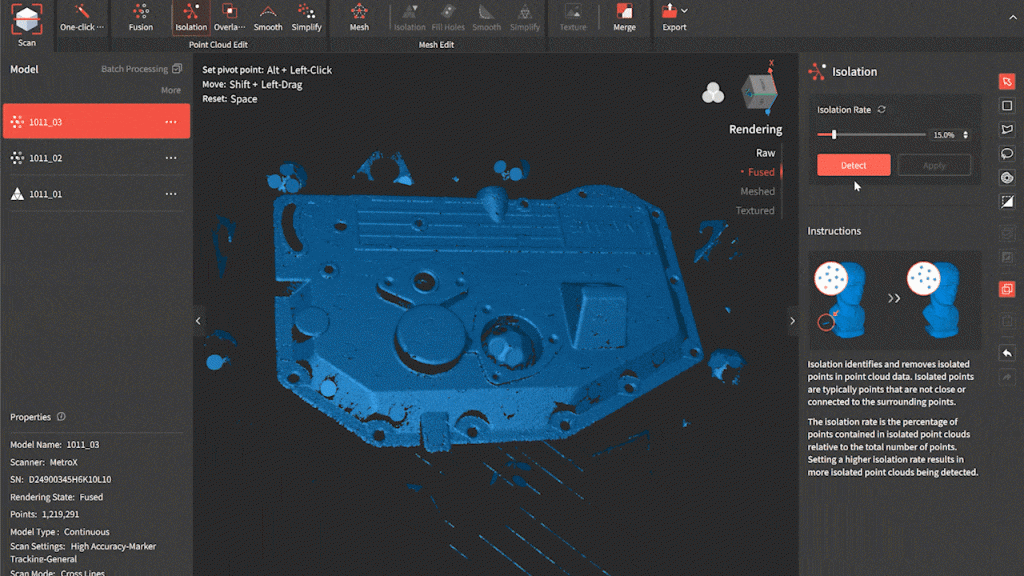 软件编辑可隔离和细化 3d 模型数据，以实现准确渲染。