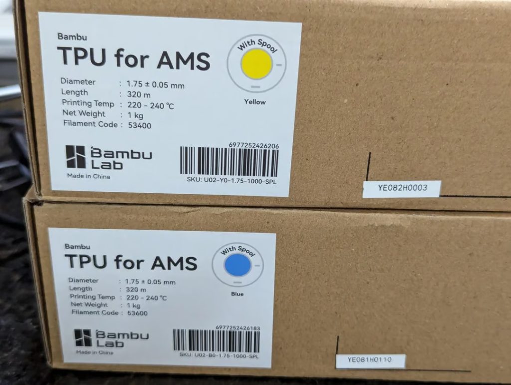 Bambu lab 即将推出 tpu 长丝,以克服柔性 3d... 3 包括 bambu lab 的用于 ams 的新型 tpu。照片来自 vorkosigan78。