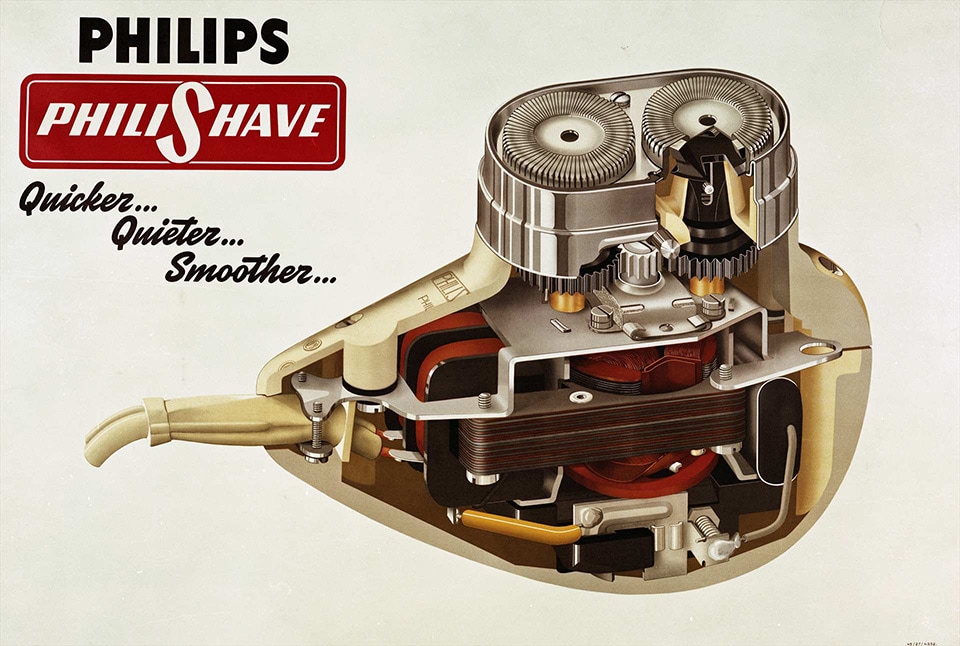 philishave type 7743 reclameposter doorsnede 1951 artikel 苹果和飞利浦：从沙到客户或垂直整合的喜悦-3dprint.com