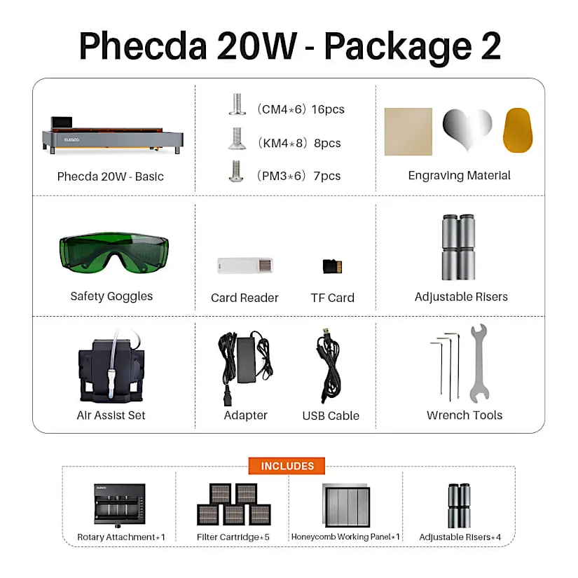 激光雕刻师和剪切测试 3 在框中PHECDA 20W-包装2